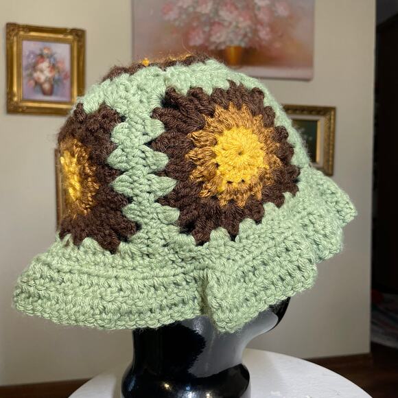 Granny Square Sun Hat handmade Boho - Picture 11 of 16